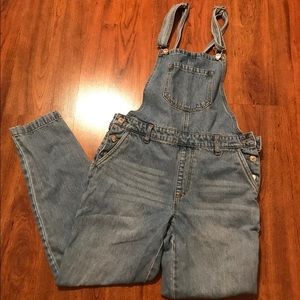 Rose denim overalls